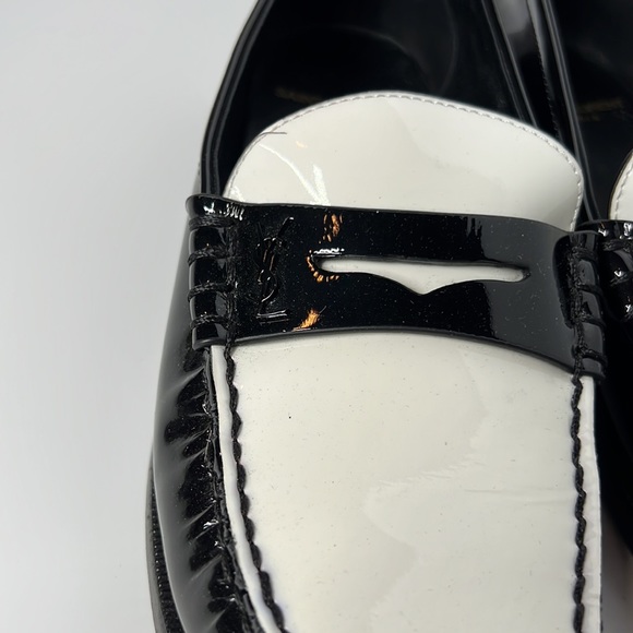 ❌SOLD❌ Saint Laurent Le Loafer Flats in Nero & Blanc Optique 38 - Picture 3 of 10
